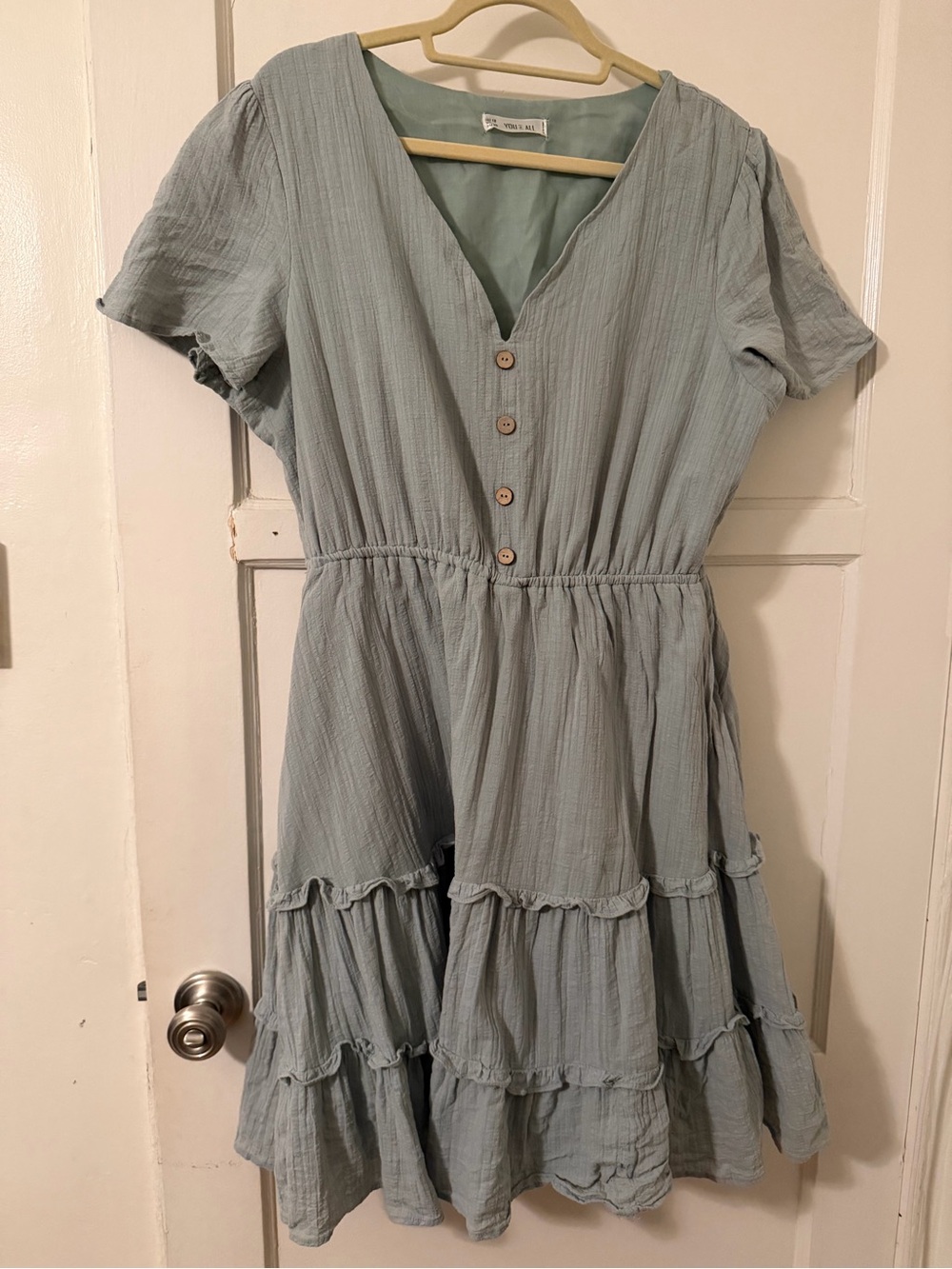 Women's ' Sage Green Tiered Button-Front Summer Dress